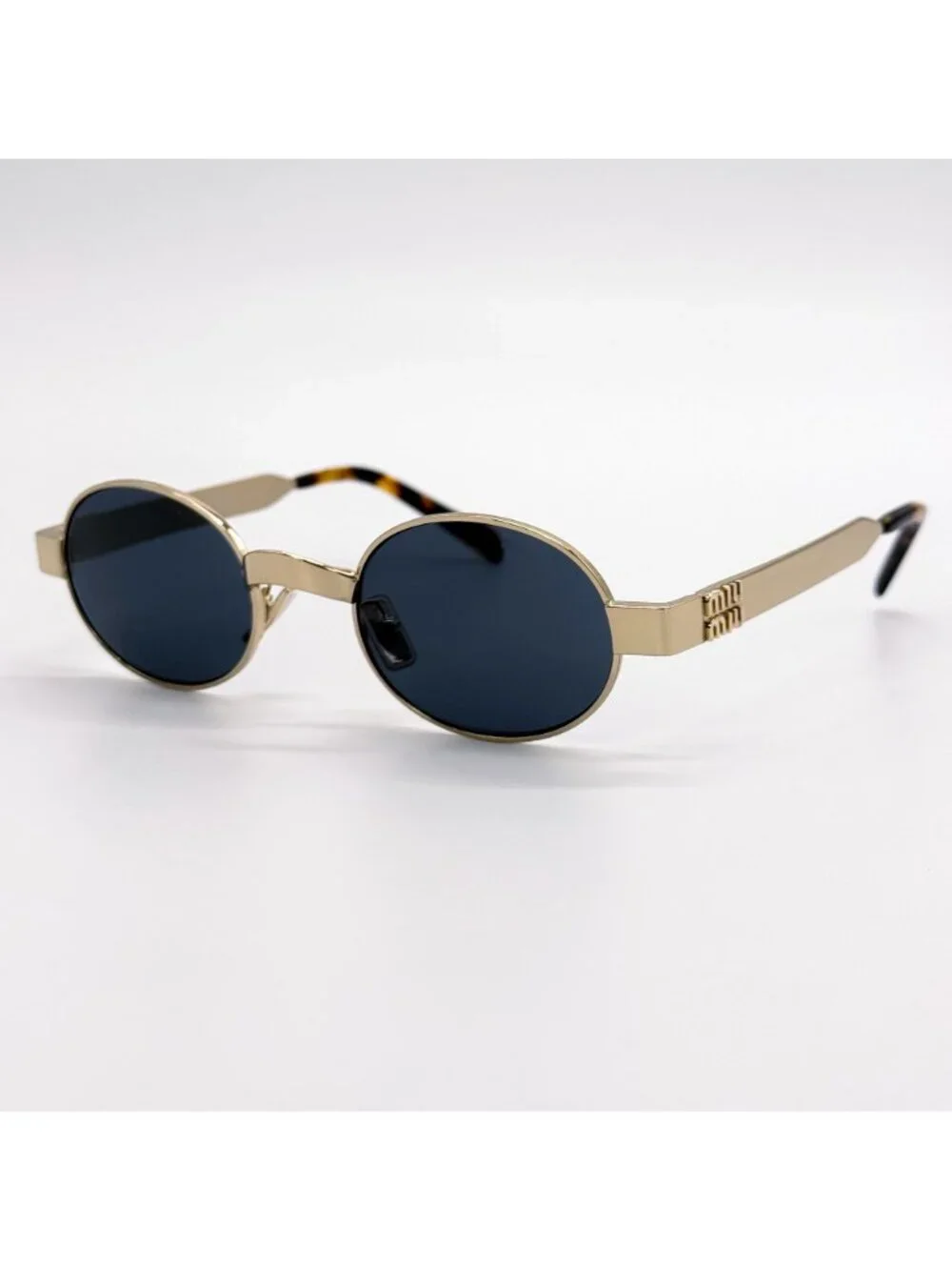 New Miu Miu MUB51S ZVN70B Gold Gray Women Round Sunglasses SMU B51